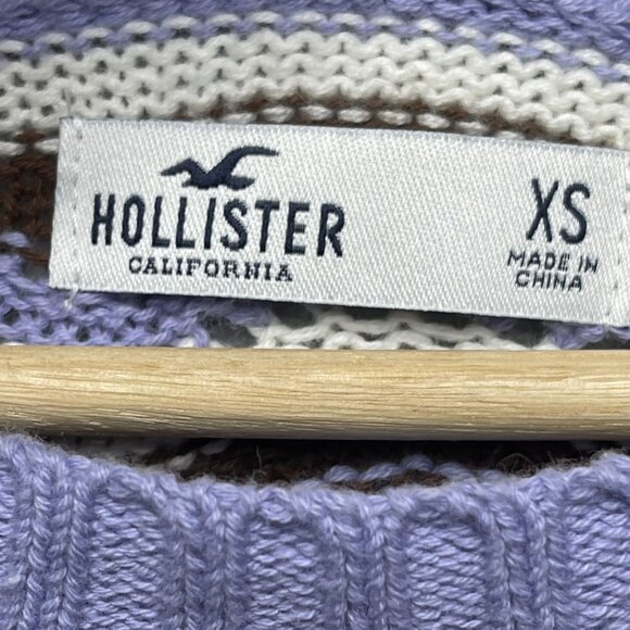 Hollister Womens Cropped Wave Pattern Crochet Sweater XS - Picture 3 of 5